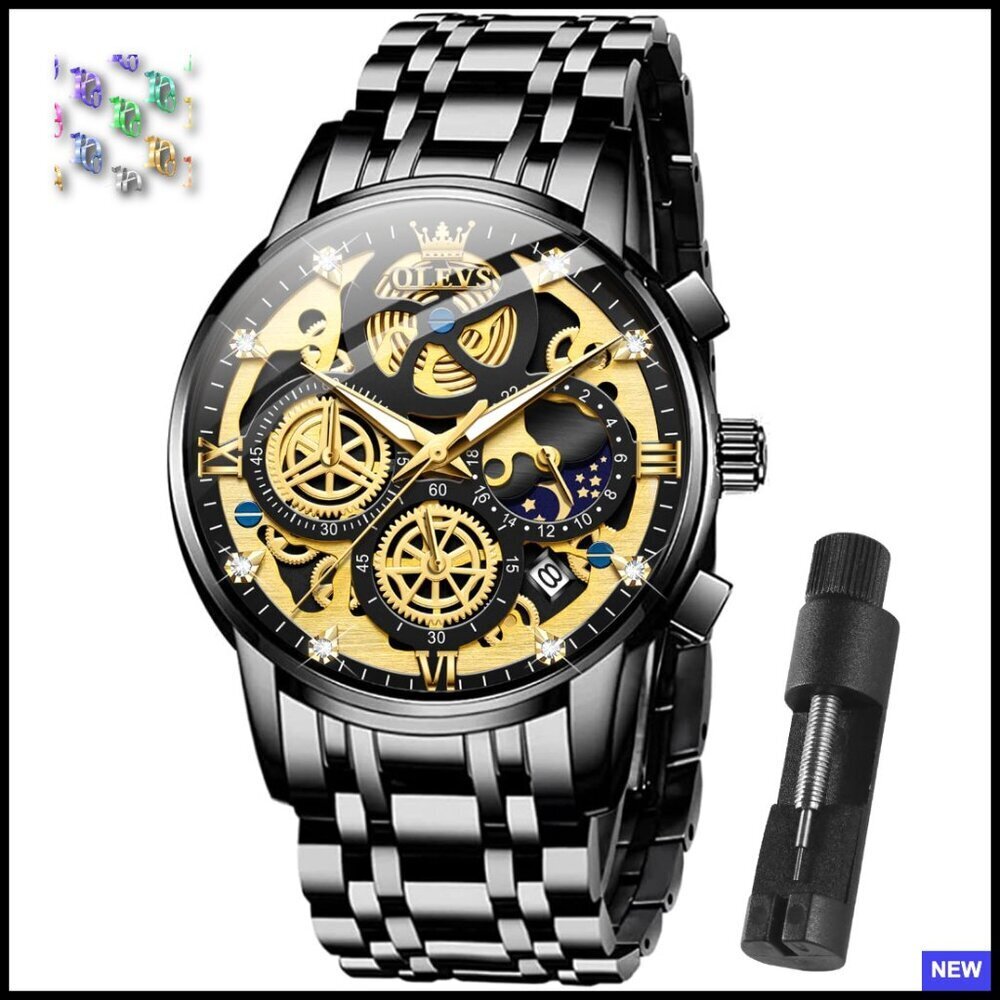 Stainless Steel Diamond Chronograph Dress Watch Multifunction Classic Business